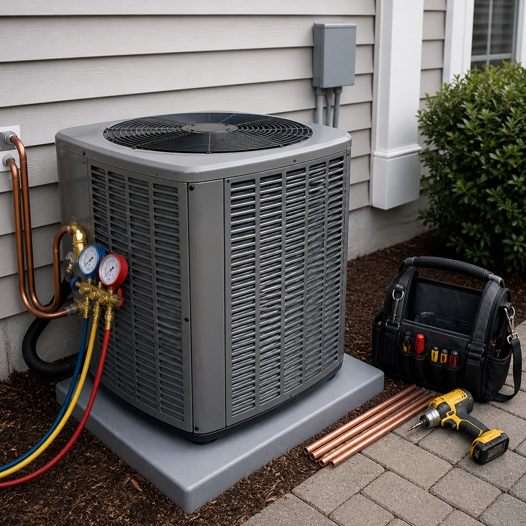 Professional HVAC installation detail in a clean, modern setting